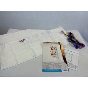 Janlynn Poppy Garden Embroidery Pillowcase Kit 2 Pillowcases Floral